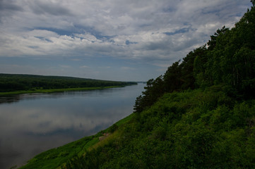 Fototapeta na wymiar Forest on the banks of the Siberian river Tom'. Breathtaking landscape