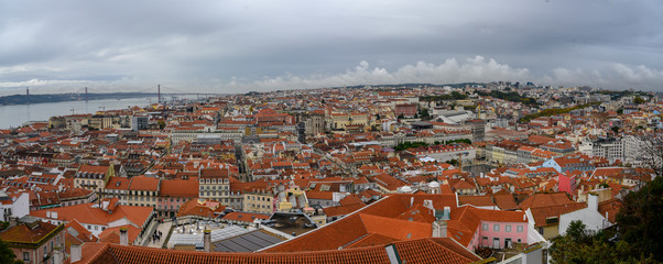 Aerial View of a city, Castelo, Lisbon, Portugal