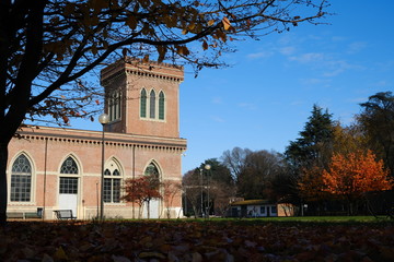 Building of the Carlo Ottolini Cotton mill today Textile Museum in Busto Arsizio. Neo-Gothic...