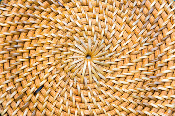 circular rattan texture pattern wooden background detail