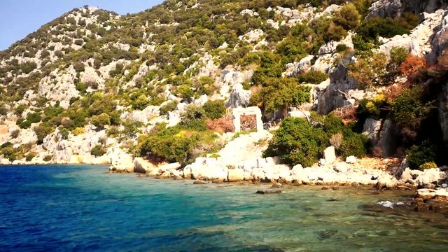 Sunken Lycian city on the Kekova island, Antalya province, Turkey