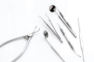 Dental instruments - set with mirrors - on white background close up