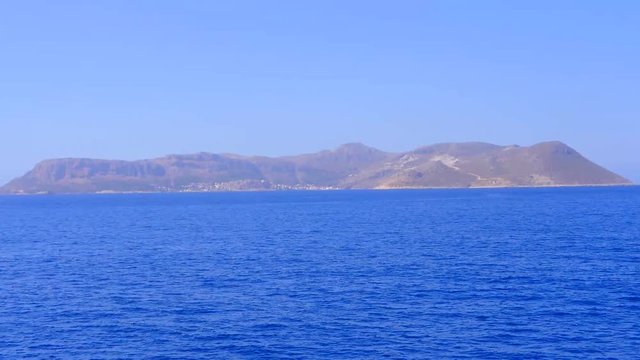 Beautiful view to Kastellorizo, Greece from the pitching boat