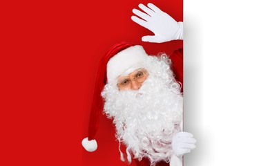 Portrait of santa claus with white paper poster