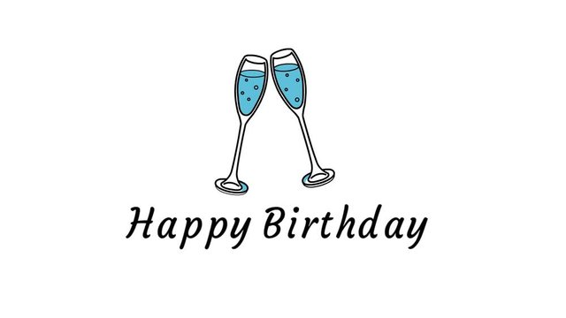 Wishing happy birhtday to special friend, dearest person, someone who loved. 2d animation hand written lettering whiteboard isolated white background with image picture. Quote animated Video concept 
