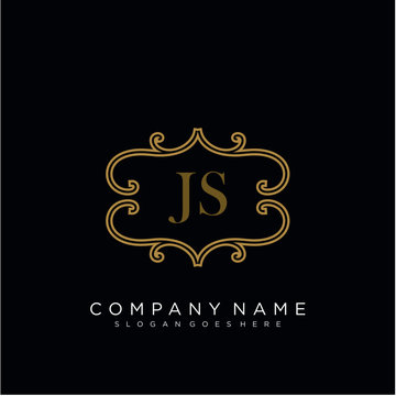 Initial letter JS logo luxury vector mark, gold color elegant classical