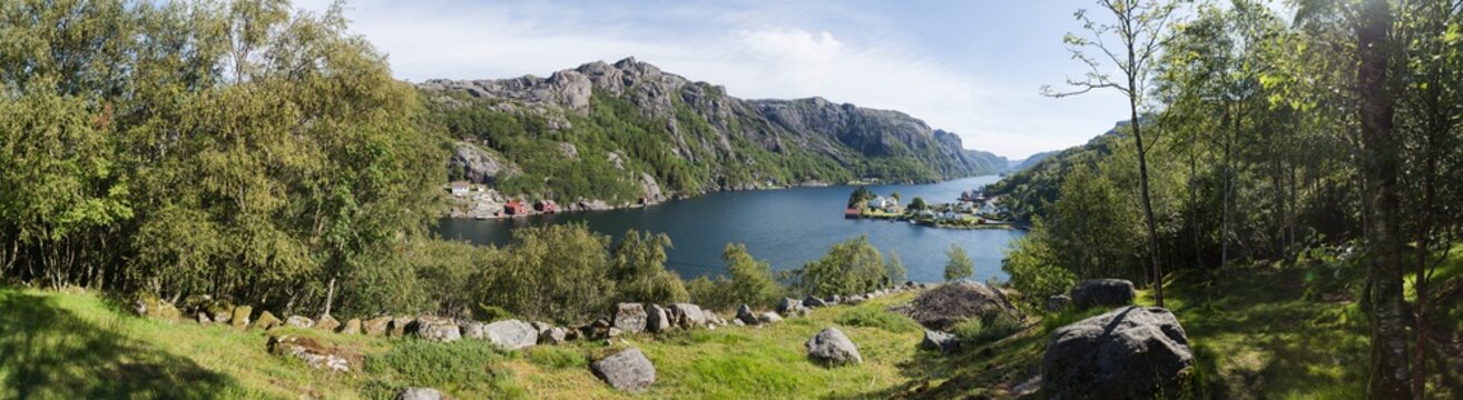 Panorama von Stornes am Flekkefjord, Südnorwegen