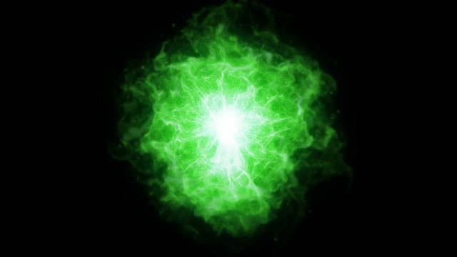 Green Protoplasm Energy Is Blazing On A Black Background (Loop)