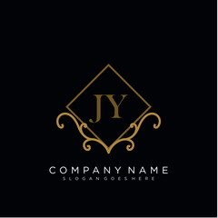 Initial letter JY logo luxury vector mark, gold color elegant classical