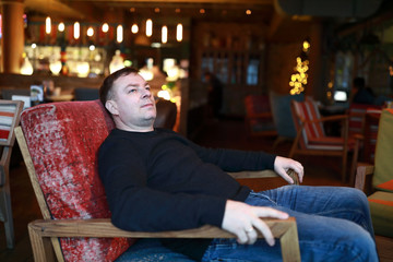 Man sitting in restaurant