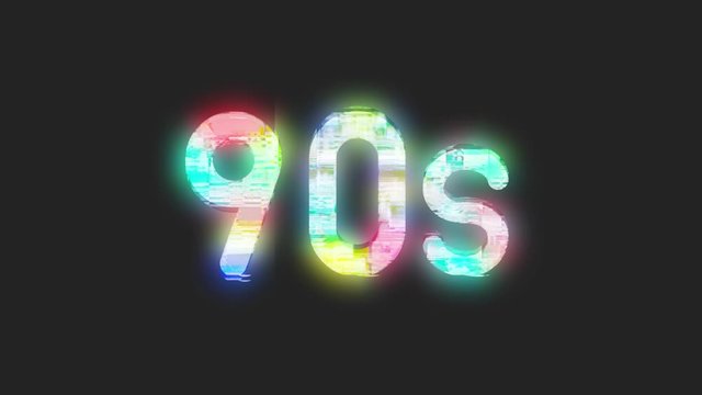 90s text with VHS glitch style