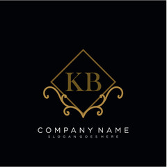 Initial letter KB logo luxury vector mark, gold color elegant classical