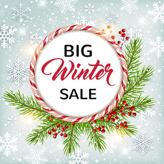 Seasonal winter sale background.