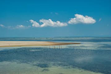Clouds reflected in the water at the islands close to Jaffna Sri Lanka