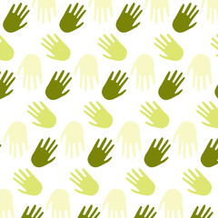 Obraz premium Seamless pattern with different color hands on white background
