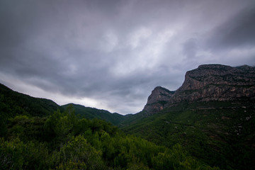 mountain landscape with blue sky and clouds
