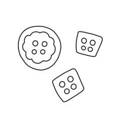 clothes buttons, accessories for sewing and crafts, vector  illustration, minimal  line art drawing isolated on white. symbol of needlework, good as icon or logo.