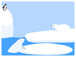 流氷とシロクマとペンギンとアシカ © TKM