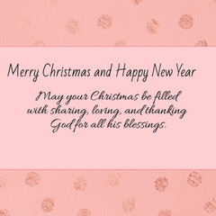 Merry Christmas and happy new year wishes greeting card on abstract vintage background with place for your text
