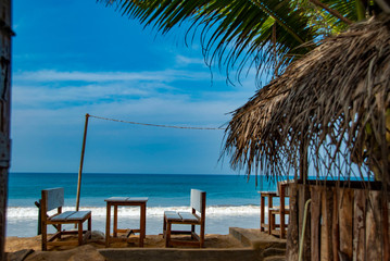 View over the sea seen from a beachhut in Galle in Sri Lanka