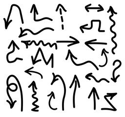 Illustration of Grunge Sketch Handmade Watercolor Doodle Vector Arrow Set Collection