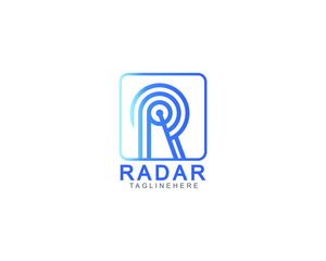 Initial letter R radar logo design template