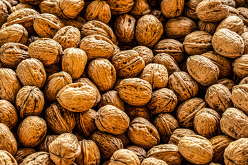 Motif of walnuts as background