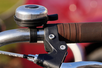 part of a Bicycle or handlebar, grips. eco-friendly vehicle, sporty city and people.