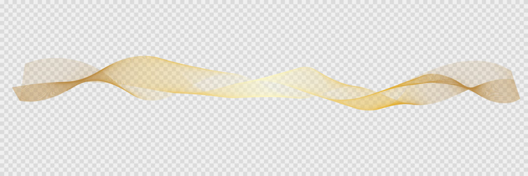 Abstract vector gold , wave silk or satin fabric on transparent background for grand opening ceremony or other occasion