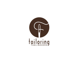 tailoring clothes logo design template full vector