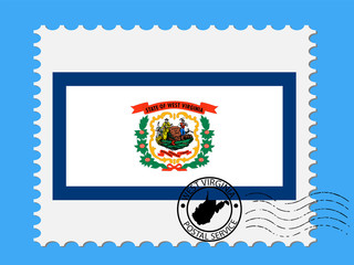 U.S. state of West Virginia Flag with Postage Stamp Vector illustration Eps 10