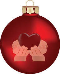 addobbo pallina di natale con  mani cuore