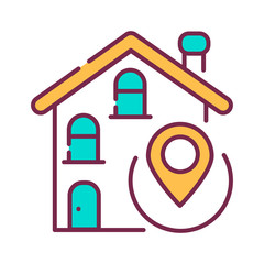 House location color line icon. Place where a particular point or object exists. Pictogram for web page, mobile app, promo. UI UX GUI design element. Editable stroke.