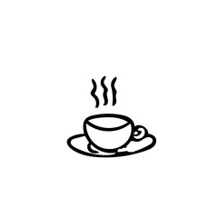 cup and saucer in hand drawn style. hot drink tea coffee scandinavian doodle style.