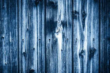 Old wooden planks surface background blue toned