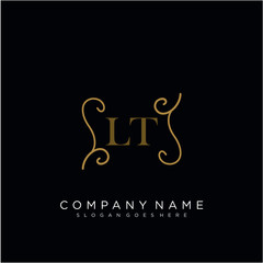 Obraz premium Initial letter LT logo luxury vector mark, gold color elegant classical