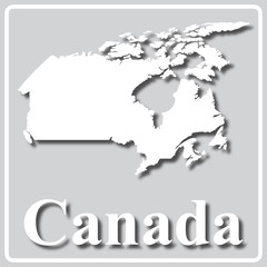 gray icon with white silhouette of a map and the inscription Canada