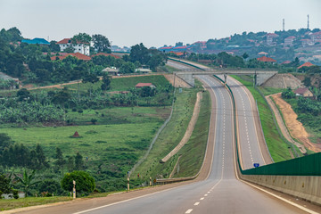 Fototapeta na wymiar New road bypass between Entebbe and Kampala, Uganda November 2019