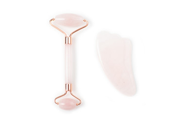 Jade roller. Jade face roller for beauty facial massage therapy
