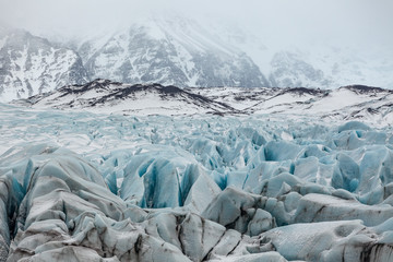 Beautiful view of glacier Iceland, global warming and climate change concept.