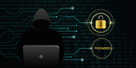 hacker cracks secure digital data password binary code background vector illustration EPS10