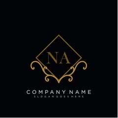 Initial letter NA logo luxury vector mark, gold color elegant classical