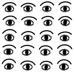 Eye seamless pattern, isoleated on white background