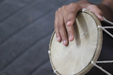 Fingers Playing Indian Musical Instrument Dholak Dhol