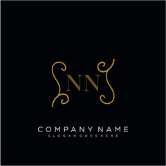 Initial letter NN logo luxury vector mark, gold color elegant classical 