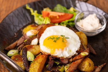 tyrolean potato groestl in a pan