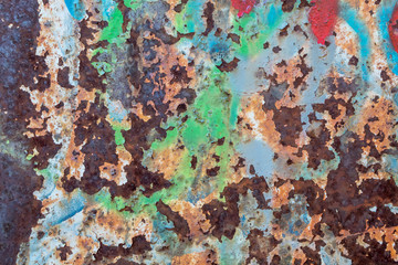 Old Weathered Corrugated Colorful Metal Texture