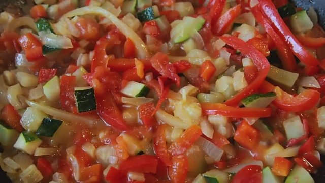 vegetables in a pan
