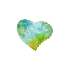 Watercolor multi-colored  heart on a white background. Valentine's Day. Holiday for lovers