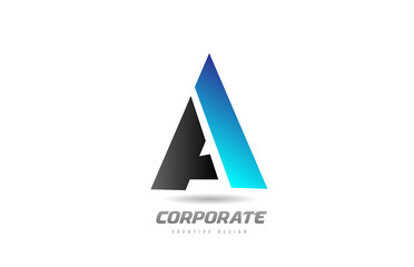 blue black alphabet letter A logo icon design for business